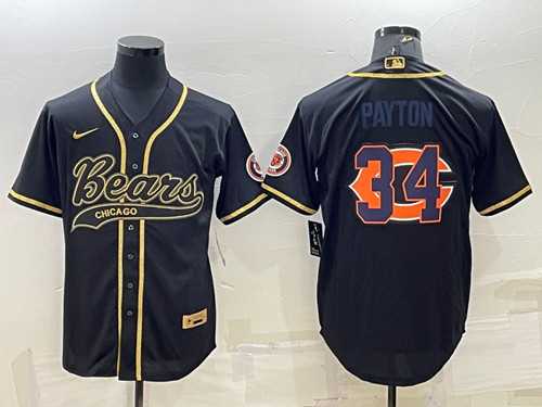 Men's Chicago Bears #34 Walter Payton Black Gold Team Big Logo With Patch Cool Base Stitched Baseball Jersey,We sell and wholesale Men's Chicago Bears #34 Walter Payton Black Gold Team Big Logo With Patch Cool Base Stitched Baseball Jersey on line form chian!